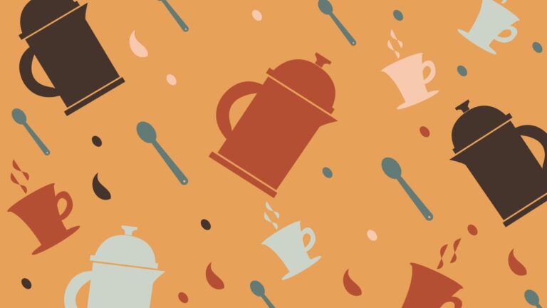 French press coffee cups background