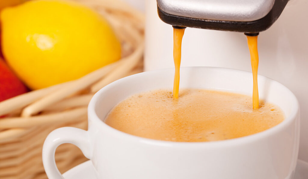 weak coffee pouring out