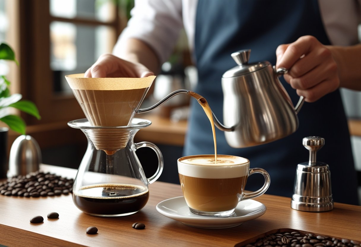 pour over cappuccino making